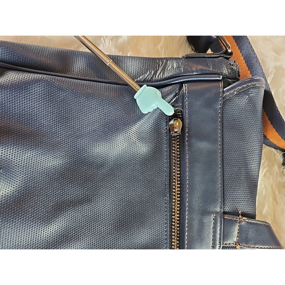 Robert Graham Blue-Tan 2-Striped Messenger Bag Used & Worn With Carry Strap $59 - Picture 11 of 16